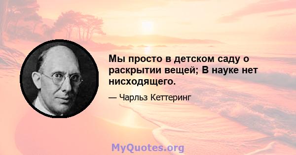 Мы просто в детском саду о раскрытии вещей; В науке нет нисходящего.