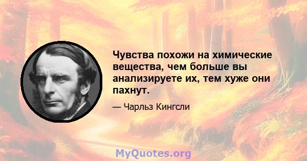 Чувства похожи на химические вещества, чем больше вы анализируете их, тем хуже они пахнут.