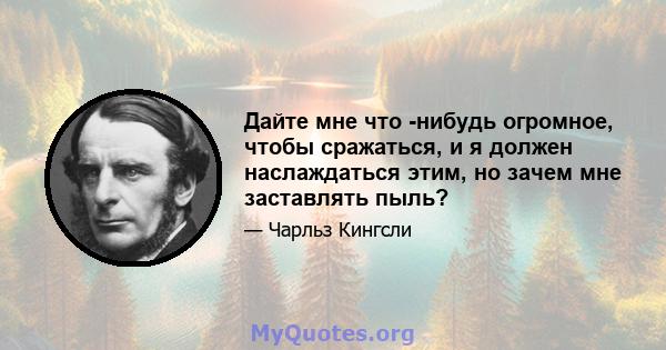 Дайте мне что -нибудь огромное, чтобы сражаться, и я должен наслаждаться этим, но зачем мне заставлять пыль?