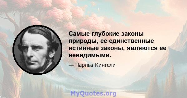 Самые глубокие законы природы, ее единственные истинные законы, являются ее невидимыми.