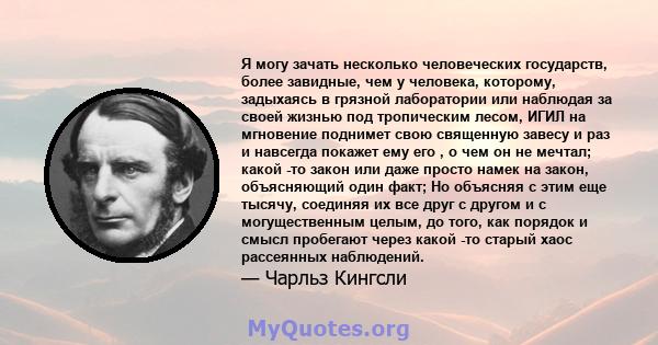 Я могу зачать несколько человеческих государств, более завидные, чем у человека, которому, задыхаясь в грязной лаборатории или наблюдая за своей жизнью под тропическим лесом, ИГИЛ на мгновение поднимет свою священную