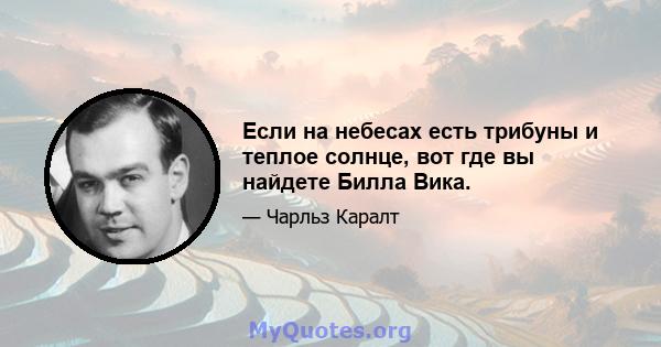 Если на небесах есть трибуны и теплое солнце, вот где вы найдете Билла Вика.