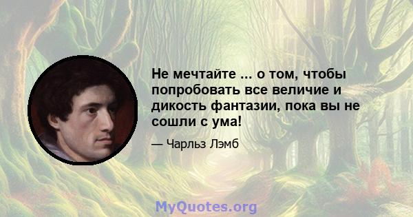 Не мечтайте ... о том, чтобы попробовать все величие и дикость фантазии, пока вы не сошли с ума!