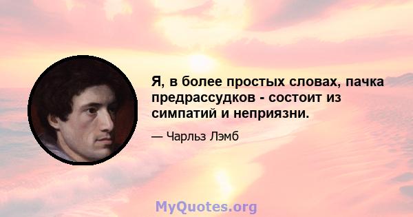 Я, в более простых словах, пачка предрассудков - состоит из симпатий и неприязни.