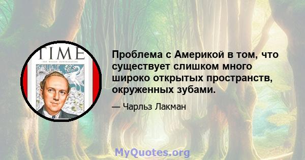 Проблема с Америкой в ​​том, что существует слишком много широко открытых пространств, окруженных зубами.