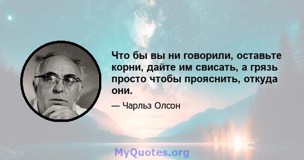 Что бы вы ни говорили, оставьте корни, дайте им свисать, а грязь просто чтобы прояснить, откуда они.