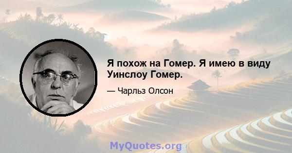 Я похож на Гомер. Я имею в виду Уинслоу Гомер.