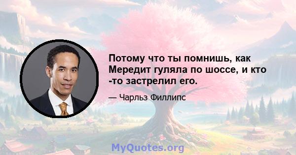 Потому что ты помнишь, как Мередит гуляла по шоссе, и кто -то застрелил его.