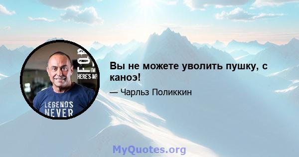 Вы не можете уволить пушку, с каноэ!