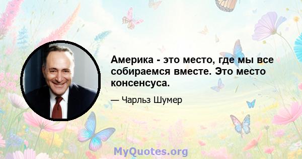 Америка - это место, где мы все собираемся вместе. Это место консенсуса.