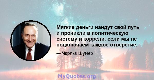 Мягкие деньги найдут свой путь и проникли в политическую систему и коррели, если мы не подключаем каждое отверстие.