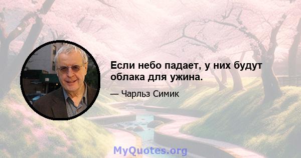 Если небо падает, у них будут облака для ужина.