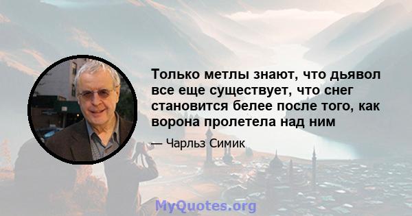 Только метлы знают, что дьявол все еще существует, что снег становится белее после того, как ворона пролетела над ним