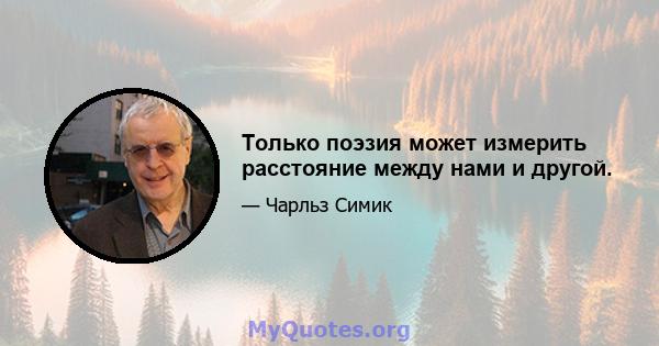 Только поэзия может измерить расстояние между нами и другой.