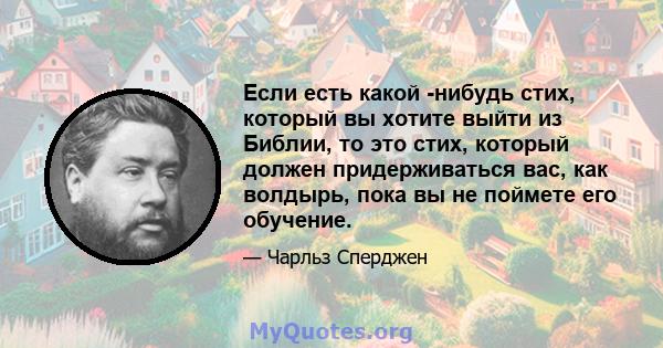 Если есть какой -нибудь стих, который вы хотите выйти из Библии, то это стих, который должен придерживаться вас, как волдырь, пока вы не поймете его обучение.