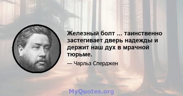 Железный болт ... таинственно застегивает дверь надежды и держит наш дух в мрачной тюрьме.