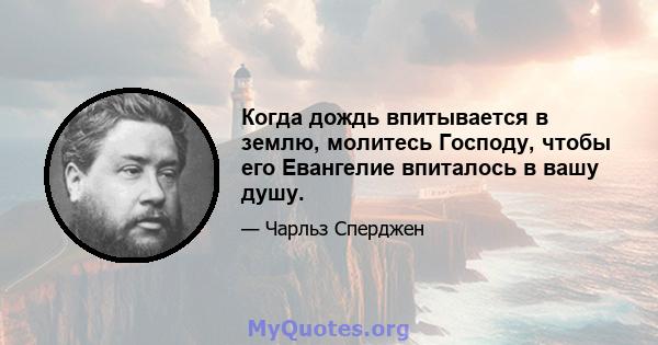 Когда дождь впитывается в землю, молитесь Господу, чтобы его Евангелие впиталось в вашу душу.