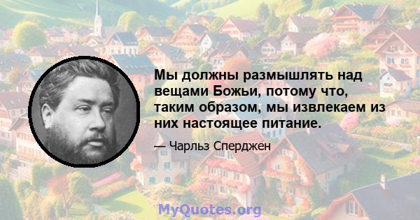 Мы должны размышлять над вещами Божьи, потому что, таким образом, мы извлекаем из них настоящее питание.