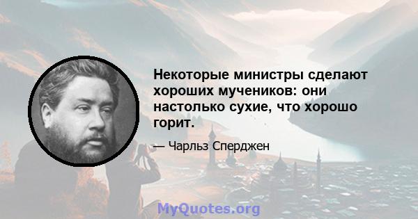 Некоторые министры сделают хороших мучеников: они настолько сухие, что хорошо горит.