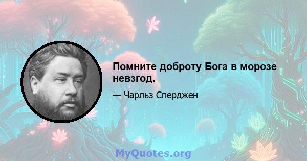 Помните доброту Бога в морозе невзгод.