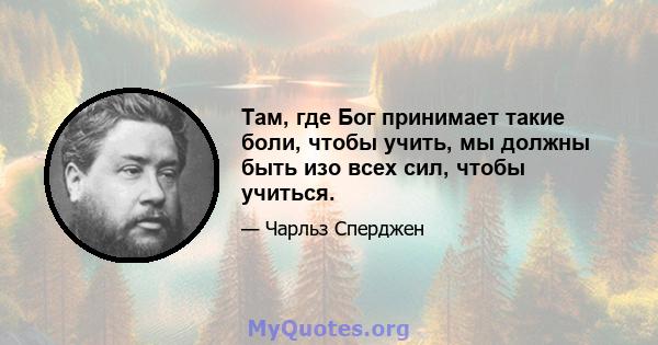 Там, где Бог принимает такие боли, чтобы учить, мы должны быть изо всех сил, чтобы учиться.