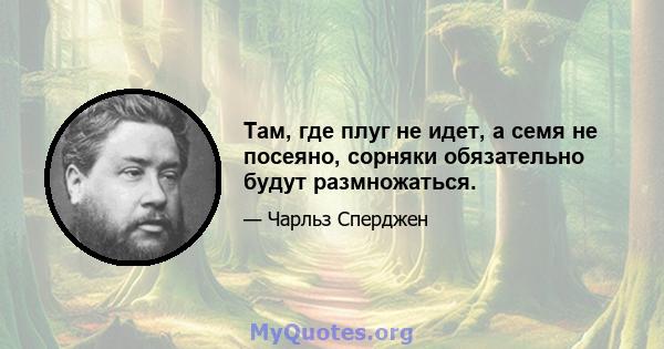 Там, где плуг не идет, а семя не посеяно, сорняки обязательно будут размножаться.