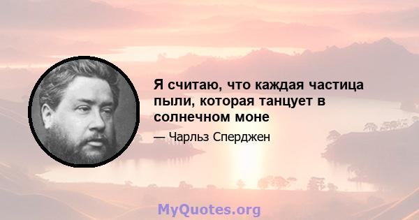 Я считаю, что каждая частица пыли, которая танцует в солнечном моне