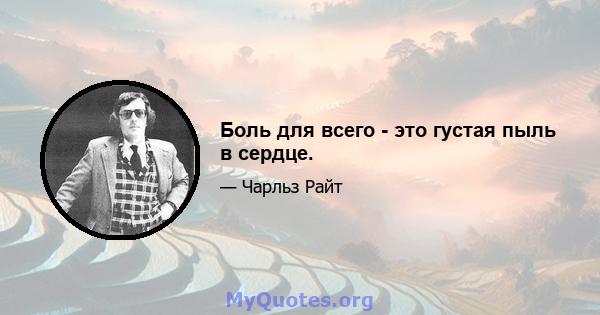 Боль для всего - это густая пыль в сердце.