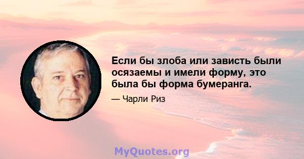 Если бы злоба или зависть были осязаемы и имели форму, это была бы форма бумеранга.