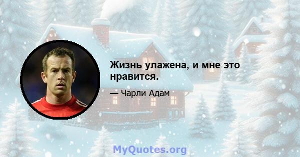 Жизнь улажена, и мне это нравится.