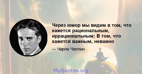 Через юмор мы видим в том, что кажется рациональным, иррациональным; В том, что кажется важным, неважно