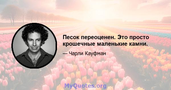 Песок переоценен. Это просто крошечные маленькие камни.