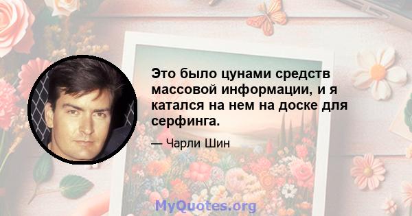 Это было цунами средств массовой информации, и я катался на нем на доске для серфинга.