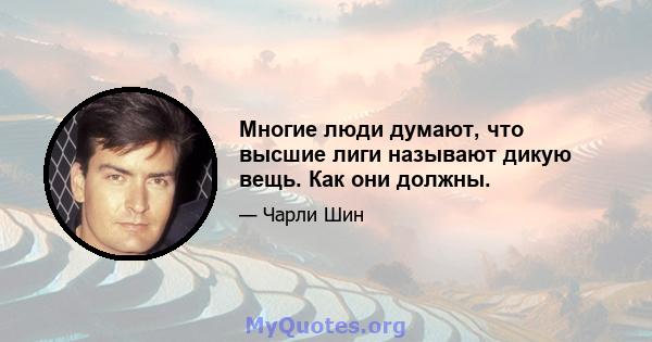 Многие люди думают, что высшие лиги называют дикую вещь. Как они должны.