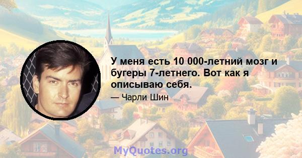 У меня есть 10 000-летний мозг и бугеры 7-летнего. Вот как я описываю себя.