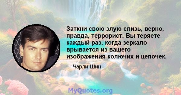 Заткни свою злую слизь, верно, правда, террорист. Вы теряете каждый раз, когда зеркало врывается из вашего изображения колючих и цепочек.