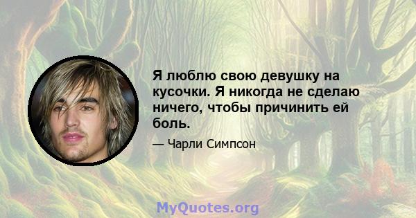 Я люблю свою девушку на кусочки. Я никогда не сделаю ничего, чтобы причинить ей боль.