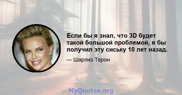 Если бы я знал, что 3D будет такой большой проблемой, я бы получил эту сиську 10 лет назад.