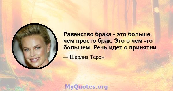 Равенство брака - это больше, чем просто брак. Это о чем -то большем. Речь идет о принятии.