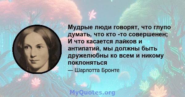 Мудрые люди говорят, что глупо думать, что кто -то совершенен; И что касается лайков и антипатий, мы должны быть дружелюбны ко всем и никому поклоняться