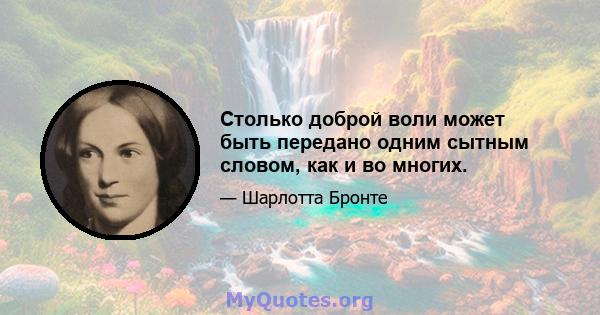 Столько доброй воли может быть передано одним сытным словом, как и во многих.