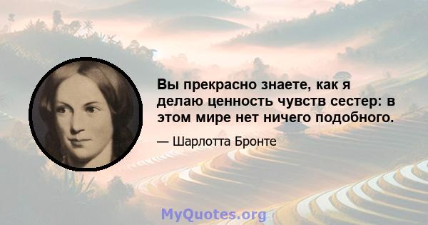 Вы прекрасно знаете, как я делаю ценность чувств сестер: в этом мире нет ничего подобного.