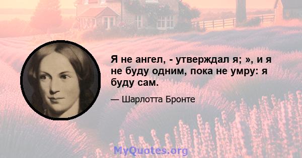 Я не ангел, - утверждал я; », и я не буду одним, пока не умру: я буду сам.