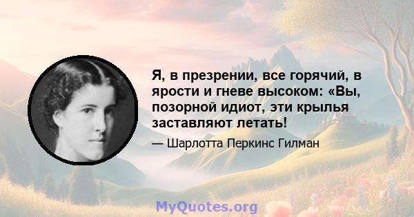 Я, в презрении, все горячий, в ярости и гневе высоком: «Вы, позорной идиот, эти крылья заставляют летать!