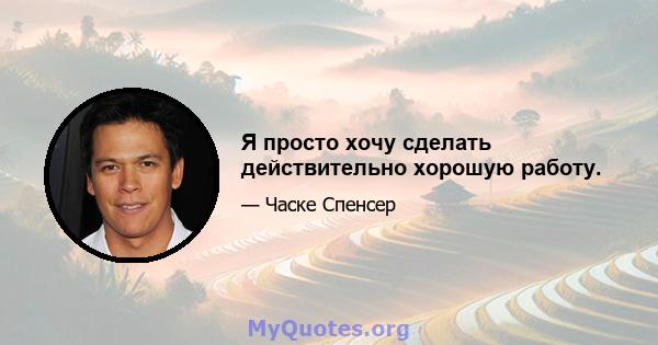 Я просто хочу сделать действительно хорошую работу.