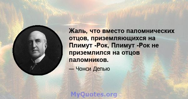 Жаль, что вместо паломнических отцов, приземляющихся на Плимут -Рок, Плимут -Рок не приземлился на отцов паломников.