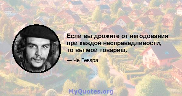 Если вы дрожите от негодования при каждой несправедливости, то вы мой товарищ.