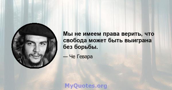 Мы не имеем права верить, что свобода может быть выиграна без борьбы.