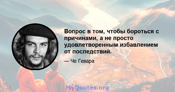 Вопрос в том, чтобы бороться с причинами, а не просто удовлетворенным избавлением от последствий.