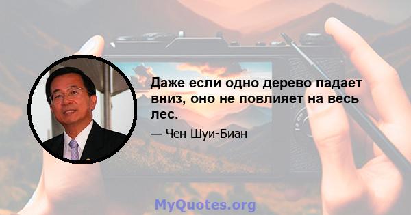 Даже если одно дерево падает вниз, оно не повлияет на весь лес.